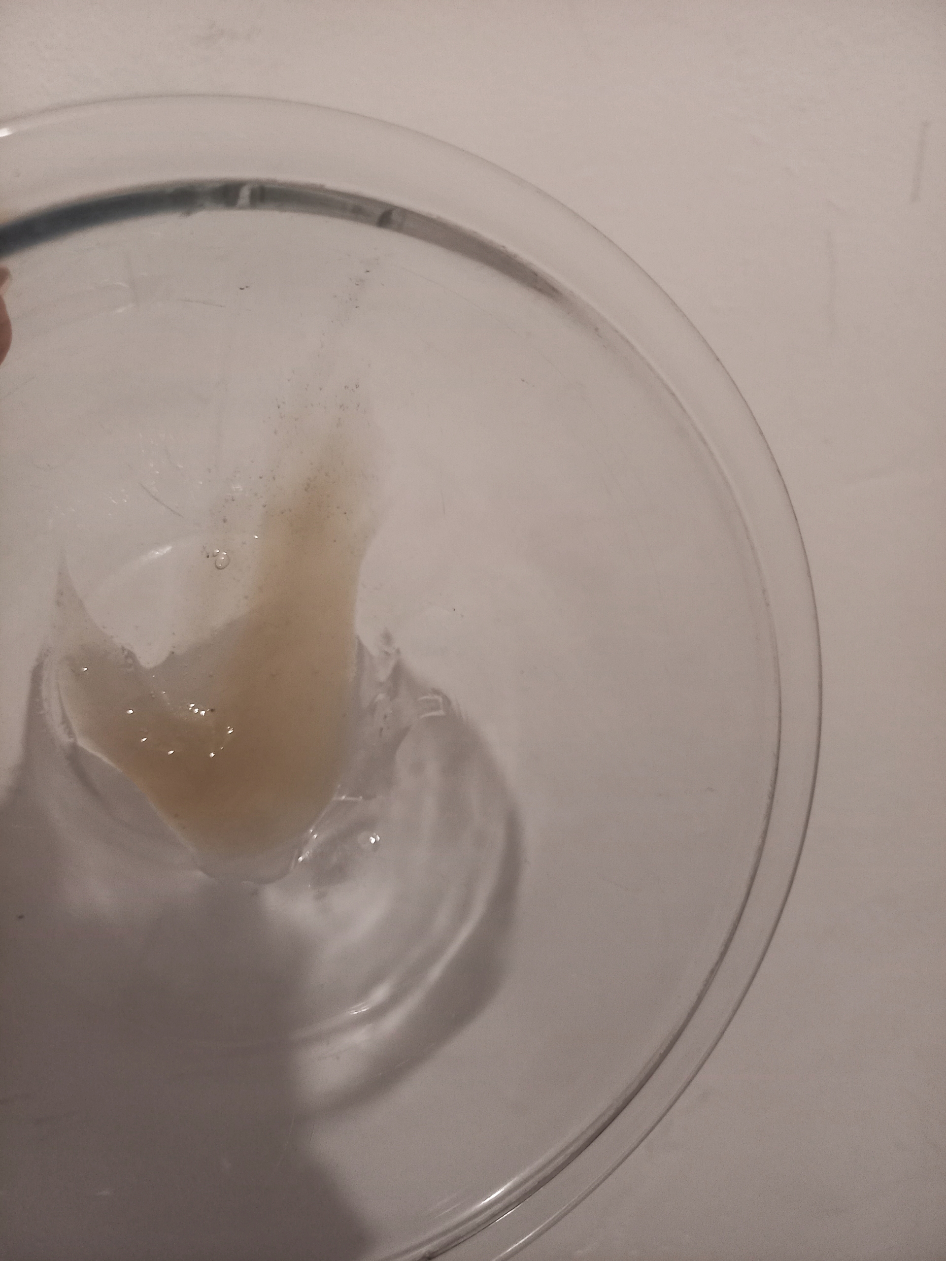 O gel de linhaça num recipiente transparente.