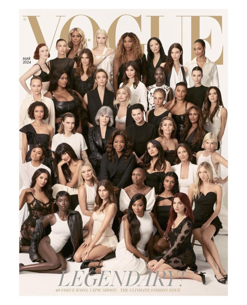 Última capa da revista Vogue feita por Edward, a edição é de março de 2024 e contém gramdes nomes internacionais 