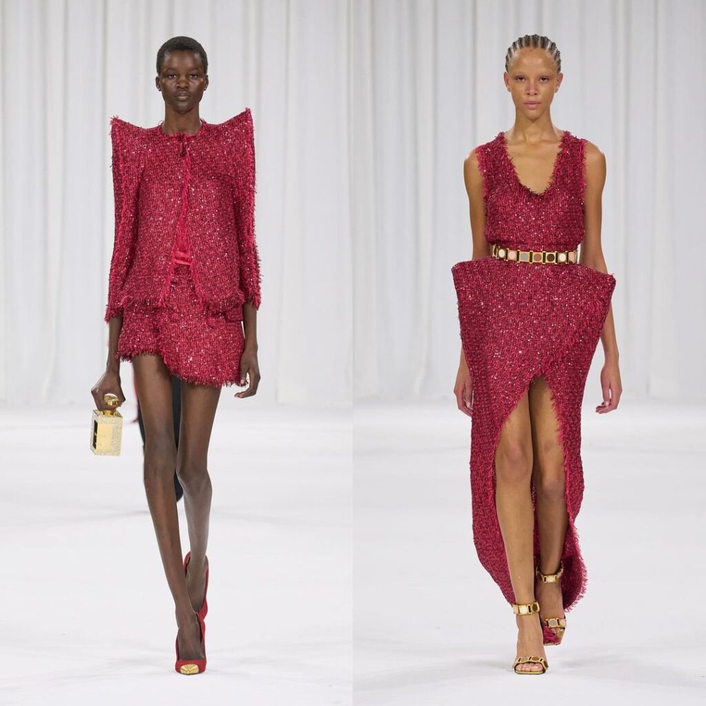 Modelos vestem Balmain.