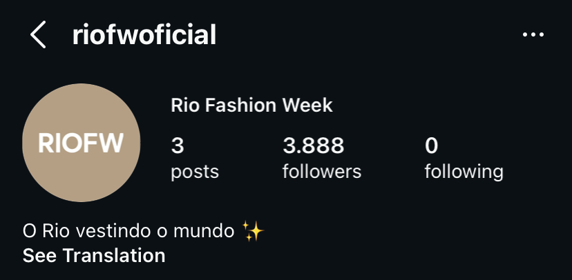 Instagram oficial da Rio Fashion Week @riofwoficial