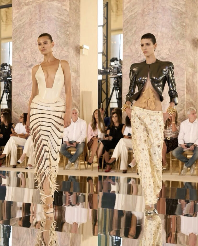 O Abismo de Daniel Roseberry para a Schiaparelli, alta-costura 2026 – looks 1 e 2.