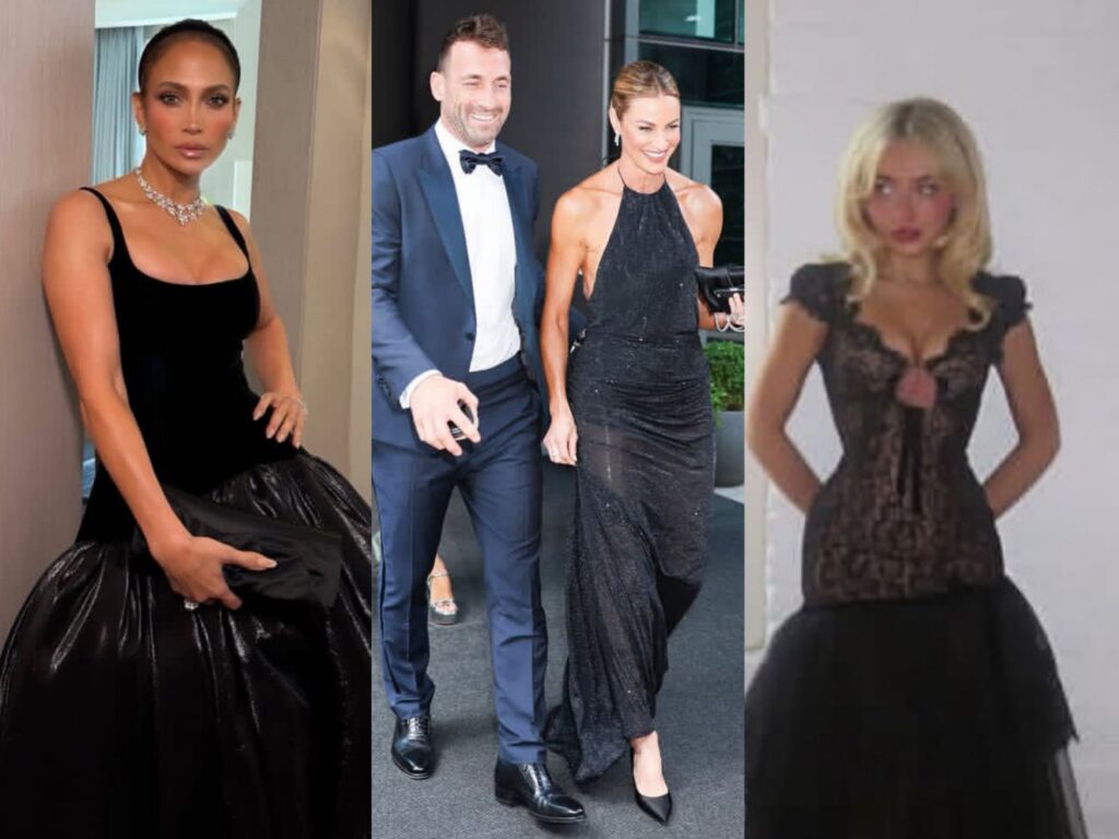 Jennifer Lopez, Sabrina Carpenter e mais uma convidada optam pelo preto para a celebração do casamento de Taylor Swift, exemplo de como a cor parou de ser um tabu e se tornou uma opção para a cerimônia em 2026